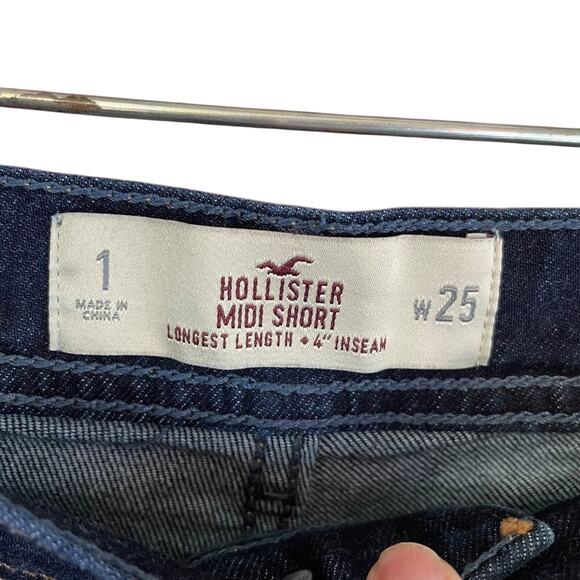 Hollister Dark Wash Denim shorts Longest Length 4" inseam size 25 - Picture 3 of 4